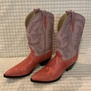 Dan Post Pink Leather and Lizard Boots